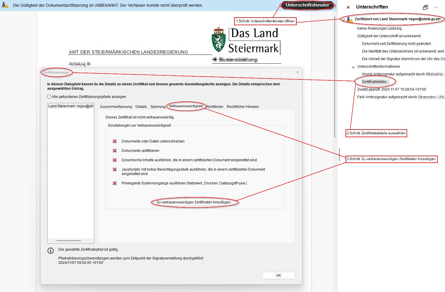 Zertifikatsdetails bearbeiten  Zertifikatsdetails bearbeiten